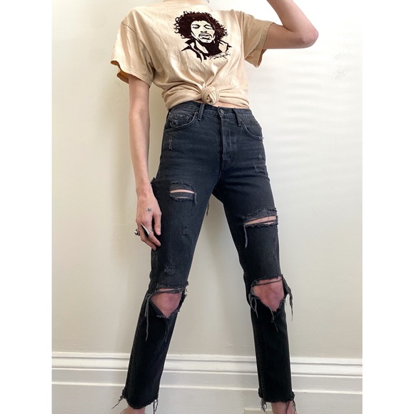 GRLFRND Denim Karolina Jeans in Travelin' Band Ripped Black jeans - Picture 2 of 9